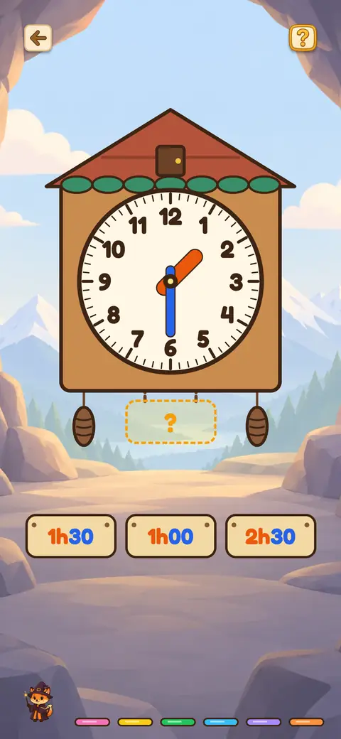 Capture du jeu L’Heure Précise : une horloge à aiguilles et des étiquettes d’heures