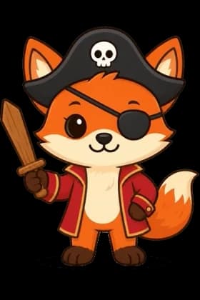 Le renard en costume de pirate